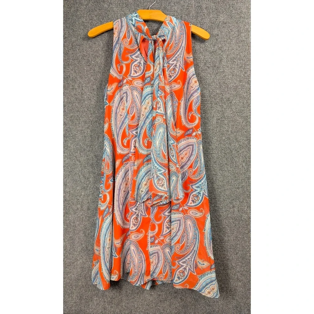 Signature by Robbie Bee Coral Paisley Halter Neck Dress Sleeveless Cocktail Boho - Picture 2 of 9